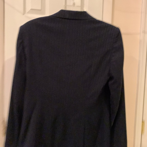 Pre-owned Vintage 1980s/1990s Navy Pinstripe BILL BLASS  Blazer & Fringed Scarf - Picture 7 of 11